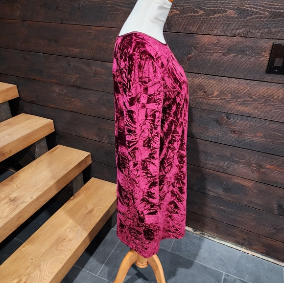 Crushed Velvet Dress Dark Red Large - Picture 6 of 10